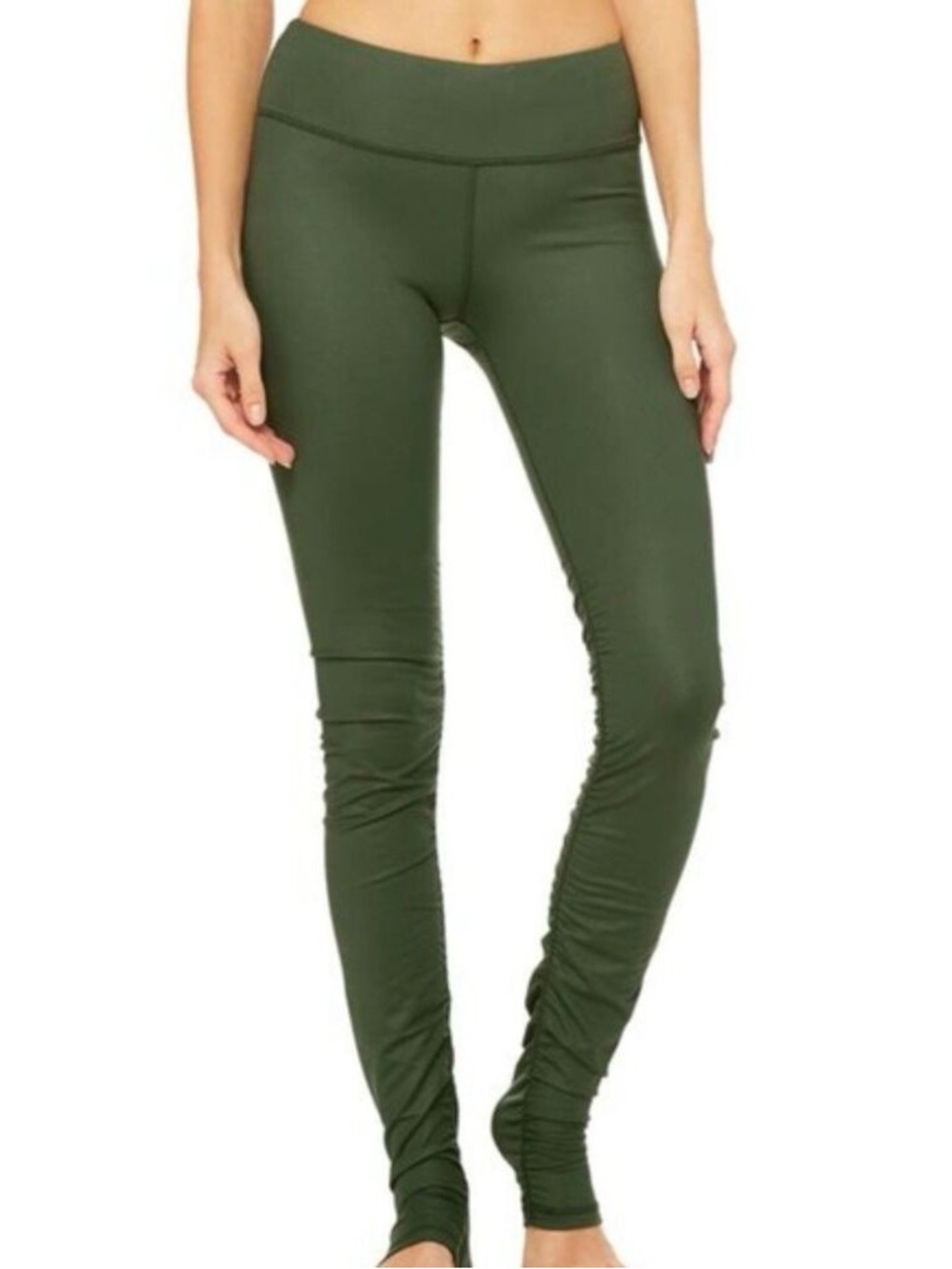 Alo Yoga Women's Idol Ruched Legging In Glossy Green Size Small